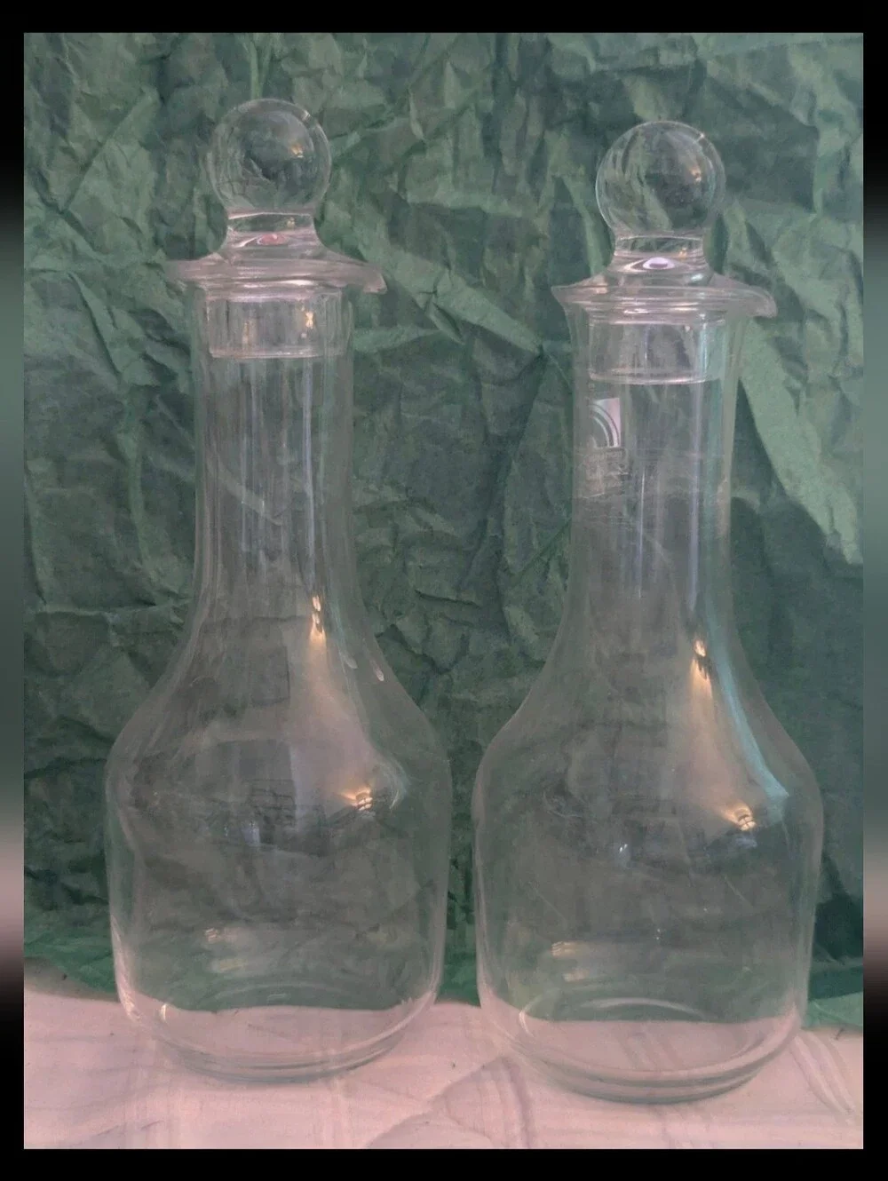 Vintage Luigi Bormioll Light & Music Crystal Tall Wine Decanters